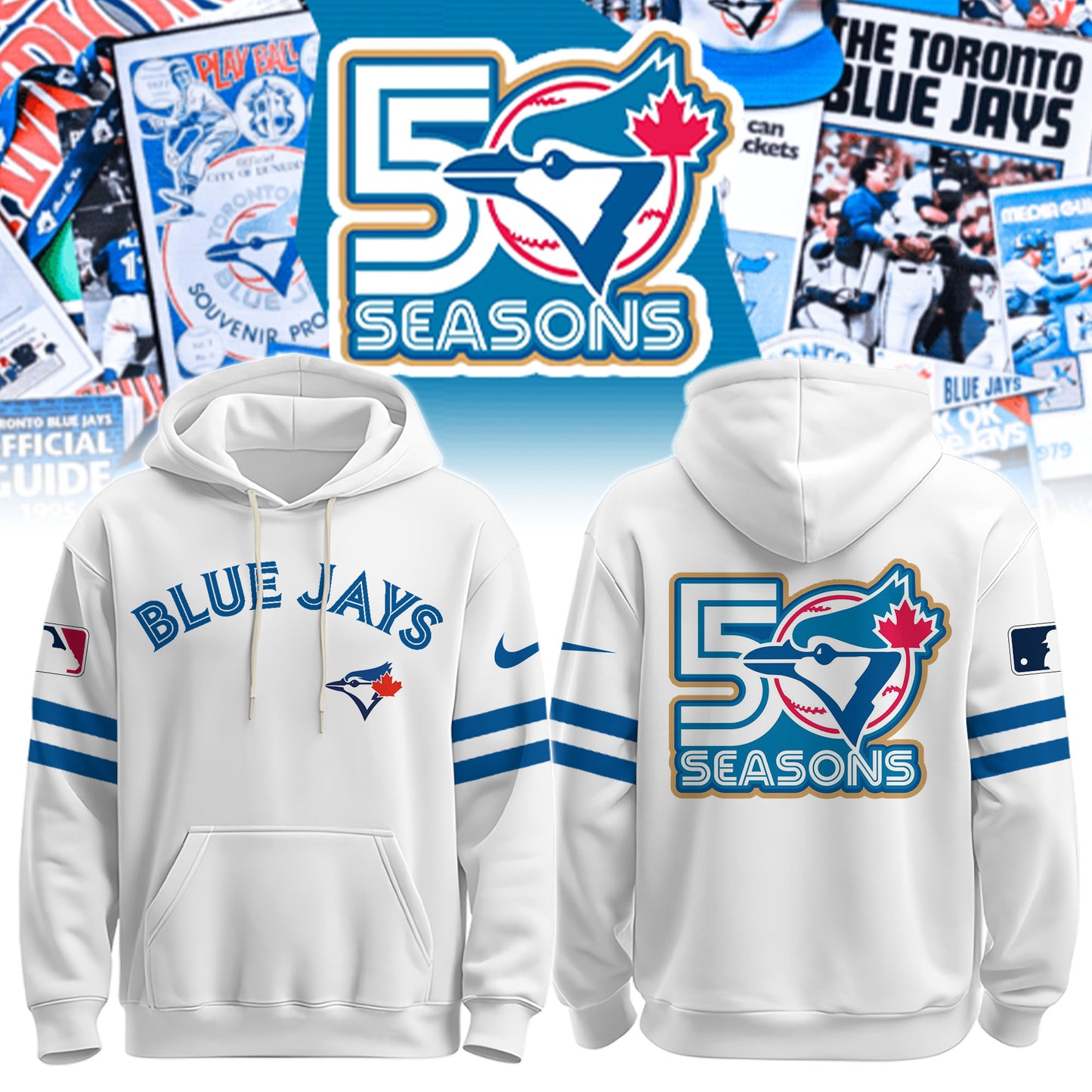 .Toronto Blue Jays x 50th Anniversary Commemorative Hoodie White | Limited Edition