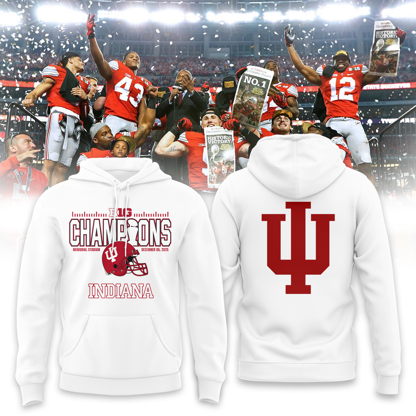 Indiana Hoosiers - Limited 2025 Big Ten Champion Hoodie v3