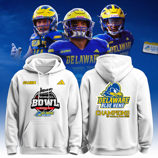 Delaware Fightin’ Blue Hens 2025 68 Ventures Bowl Champions Hoodie