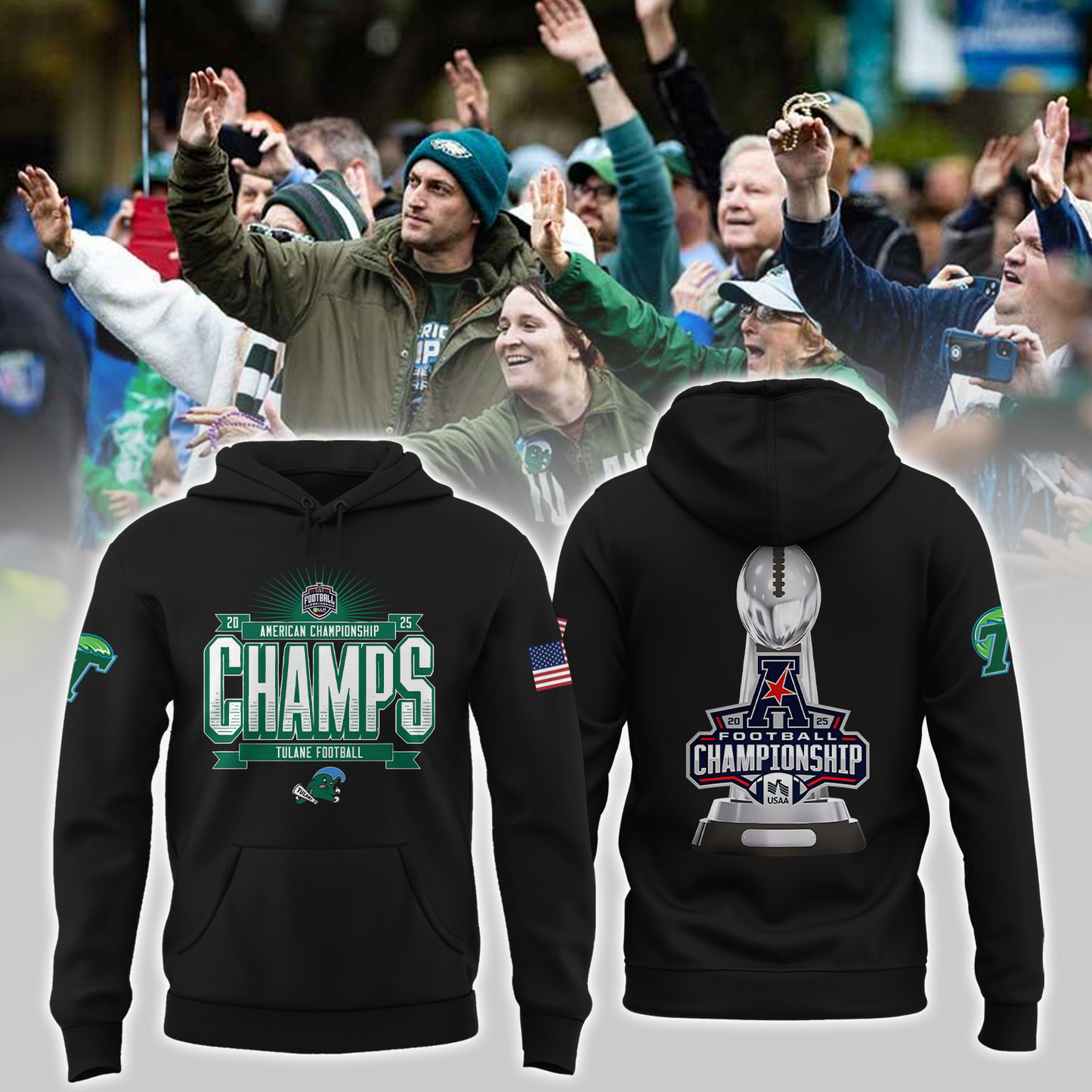 2025 American Football Championship - Tulane Green Wave Hoodie v4