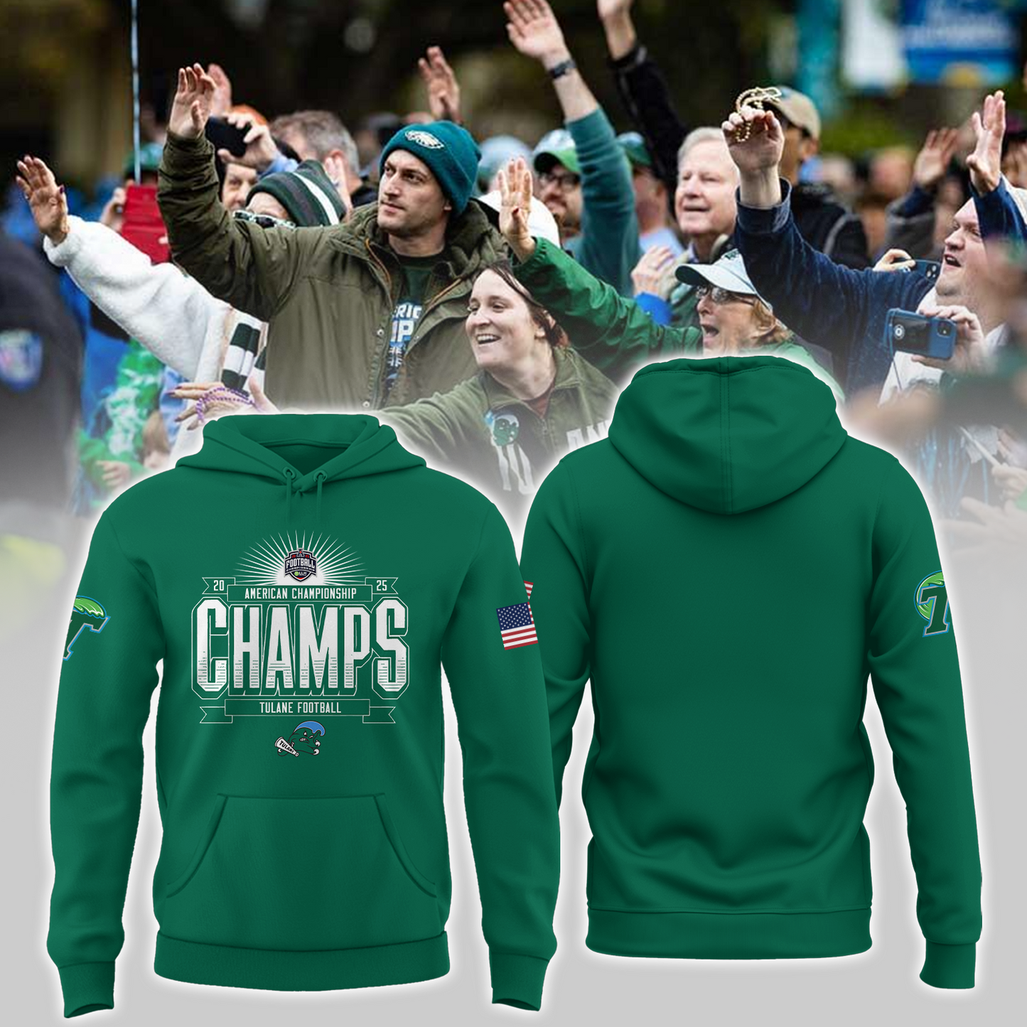 2025 American Football Championship - Tulane Green Wave Hoodie v2