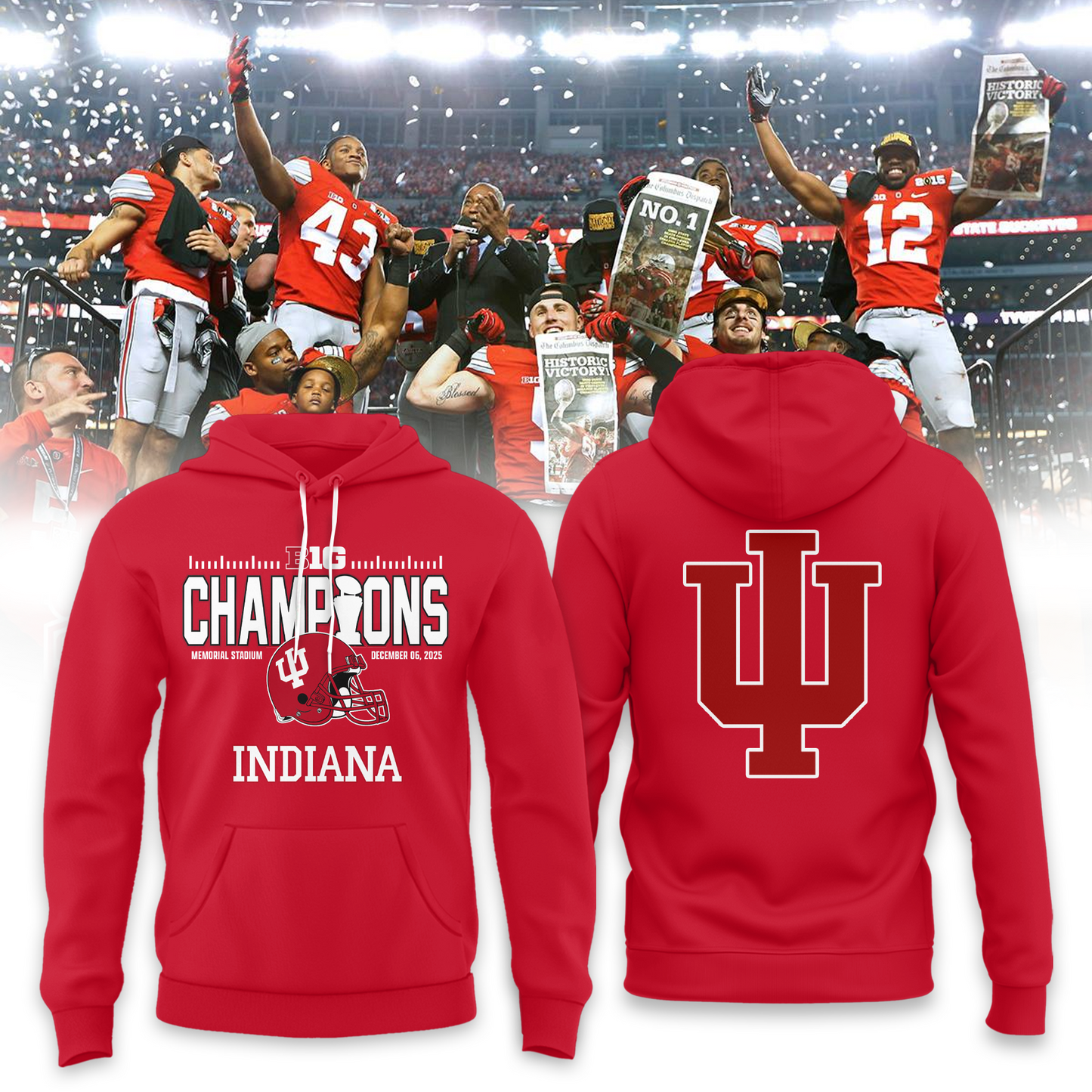 Indiana Hoosiers - Limited 2025 Big Ten Champion Hoodie v1