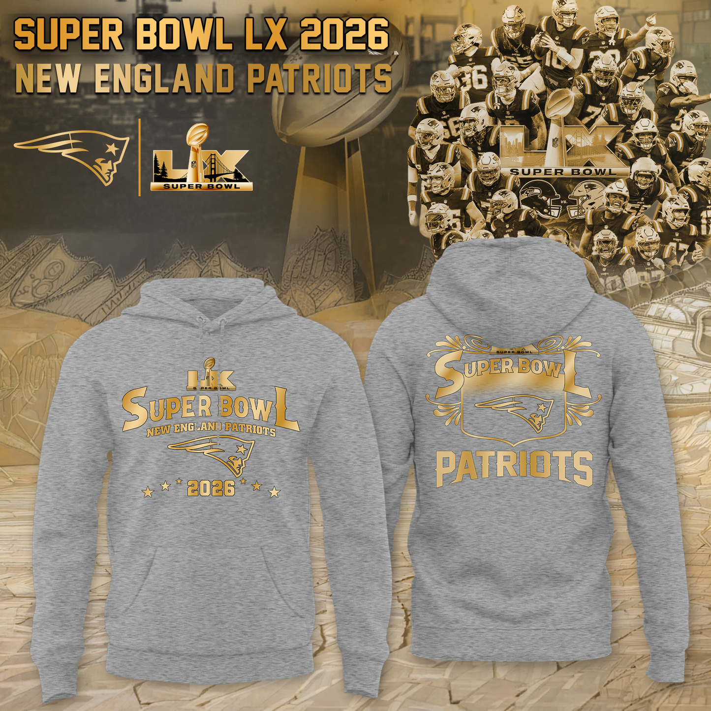 Patriots 2026 Super Bowl LX Hoodie - Limited Editions