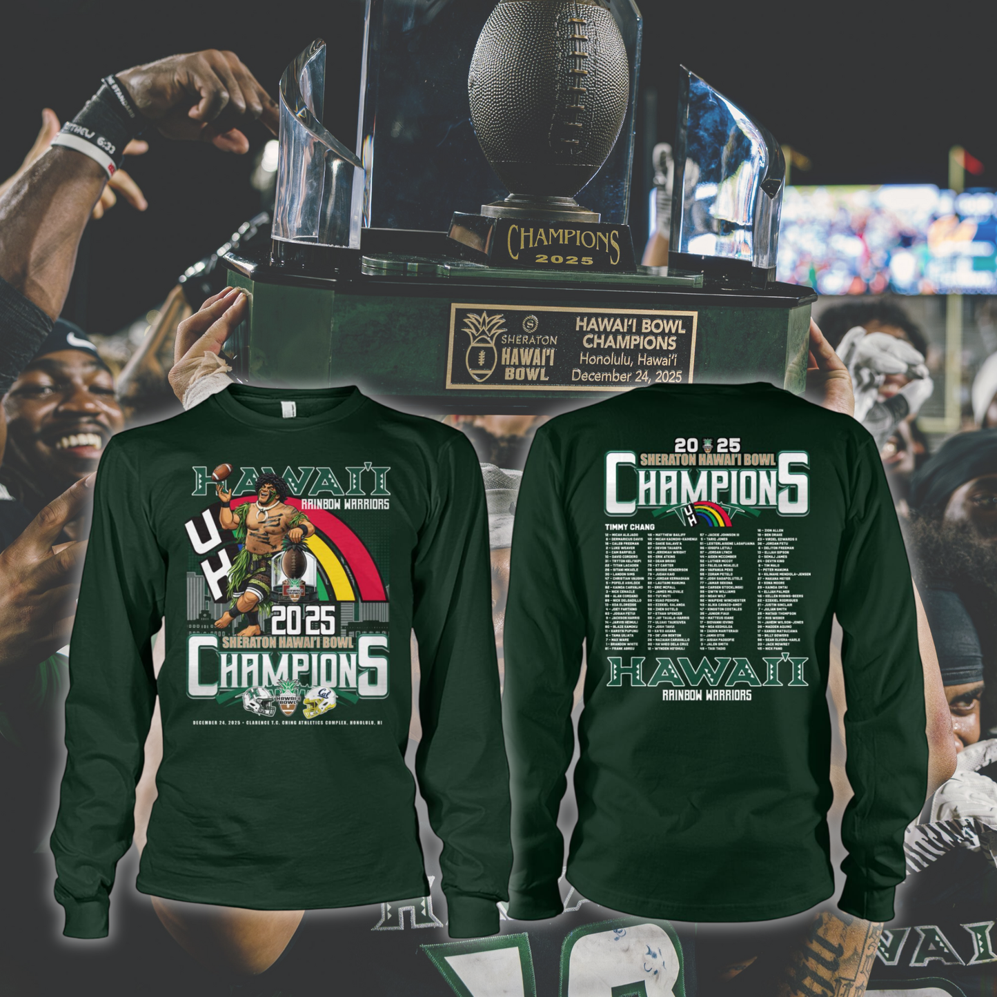 Hawaii Rainbow Warriors - SHERATON HAWAI'I BOWL Champion Long-Sleeve
