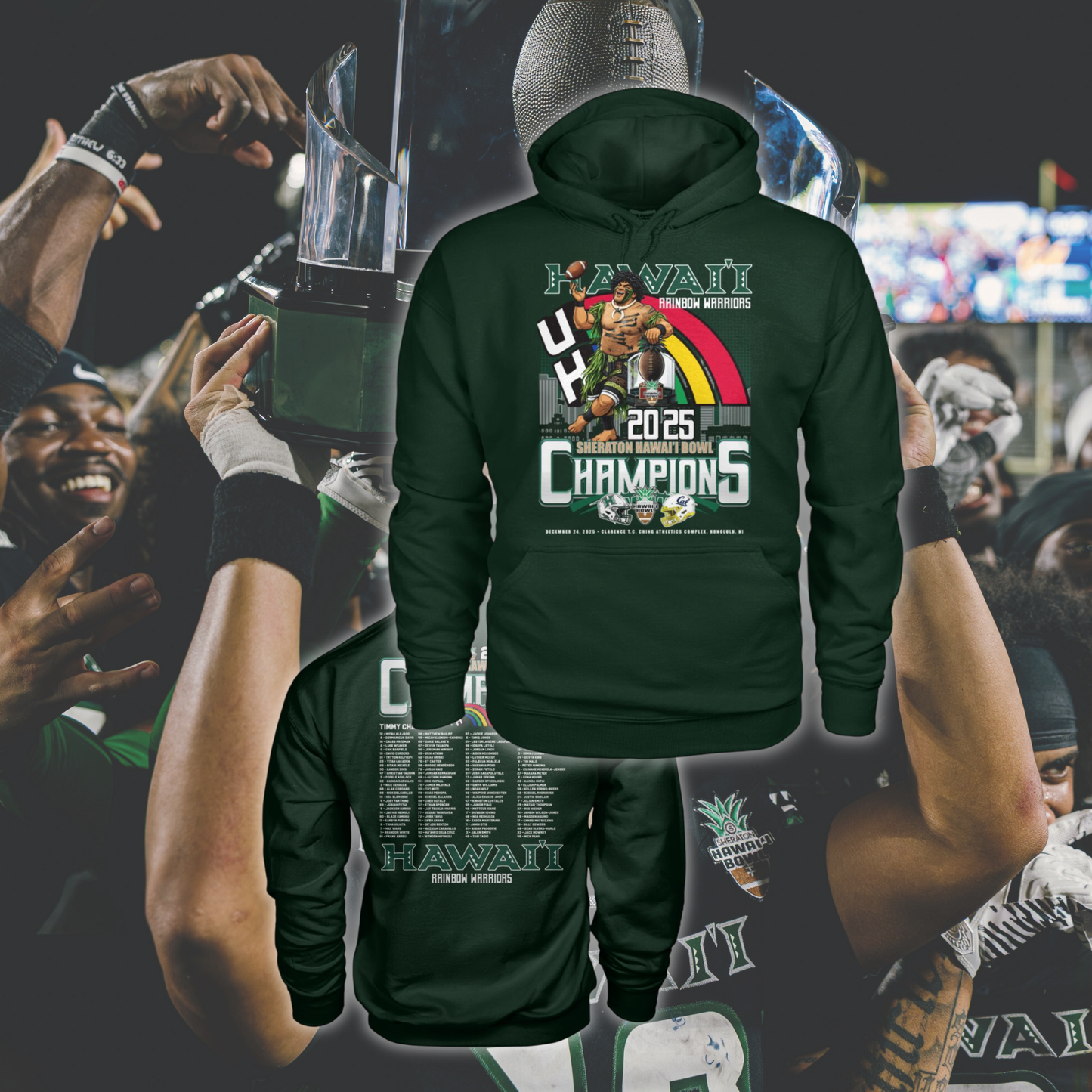 Hawaii Rainbow Warriors - SHERATON HAWAI'I BOWL Champion Hoodie