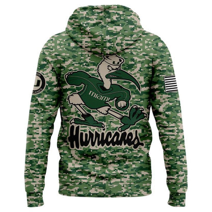 Miami Hurricanes Football Military Appreciation Game Hoodie 2025
