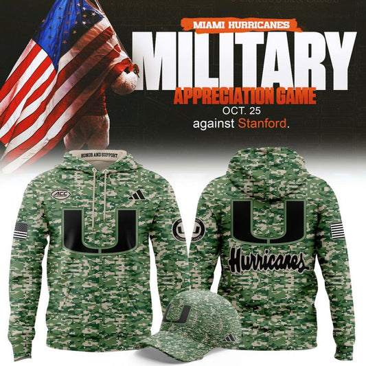 Miami Hurricanes Military Appreciation Game Limited Edition 2025 Hoodie