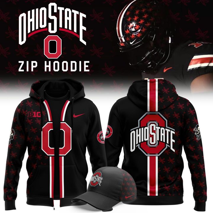 Ohio State Buckeyes Zip Hoodie 2025-Black