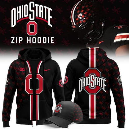 Ohio State Buckeyes Zip Hoodie 2025-Black