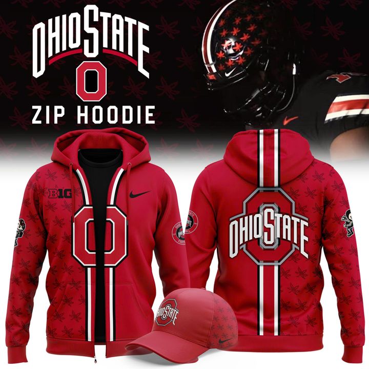 Ohio State Buckeyes Zip Hoodie 2025-Red