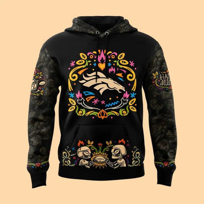 Limited Edition Denver Broncos Black Hasta La Muerte Graphic Hoodie