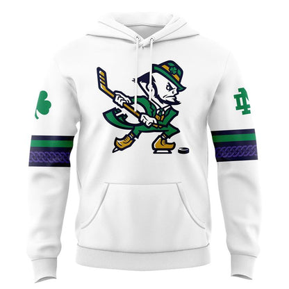 Notre Dame Fighting Irish Under Armour Hockey Leprechaun Rival Fleece Hoodie (White)