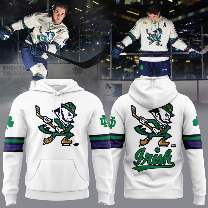 Notre Dame Fighting Irish Under Armour Hockey Leprechaun Rival Fleece Hoodie (White)
