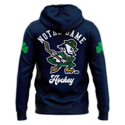 Notre Dame Fighting Irish Under Armour Hockey Leprechaun Rival Fleece Hoodie (Navi) v2