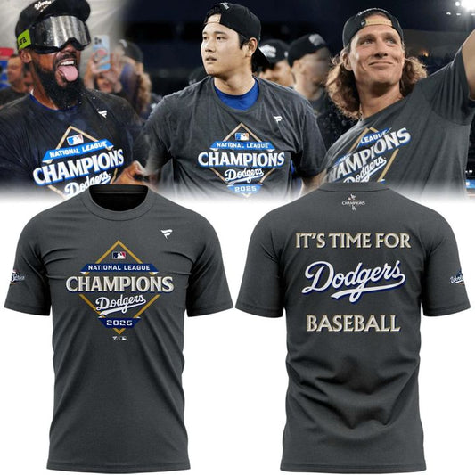 2025 Dodgers National League Champions Gray T-Shirt
