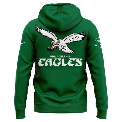 Men's NFL Philadelphia Eagles Throwback Green Hoodie