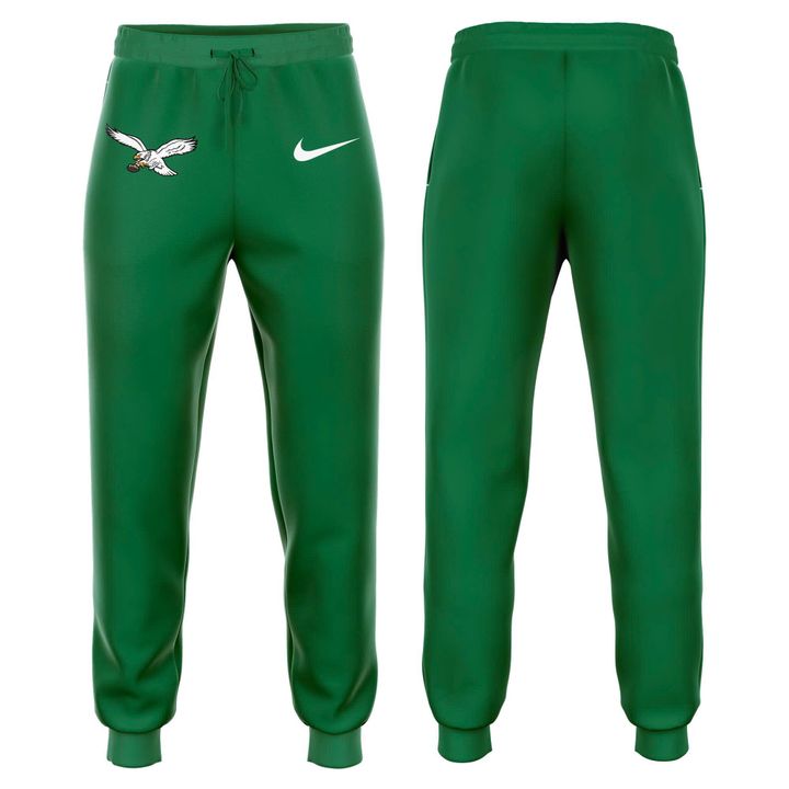 Men's NFL Philadelphia Eagles Throwback Green Quarter Zipper Hoodie