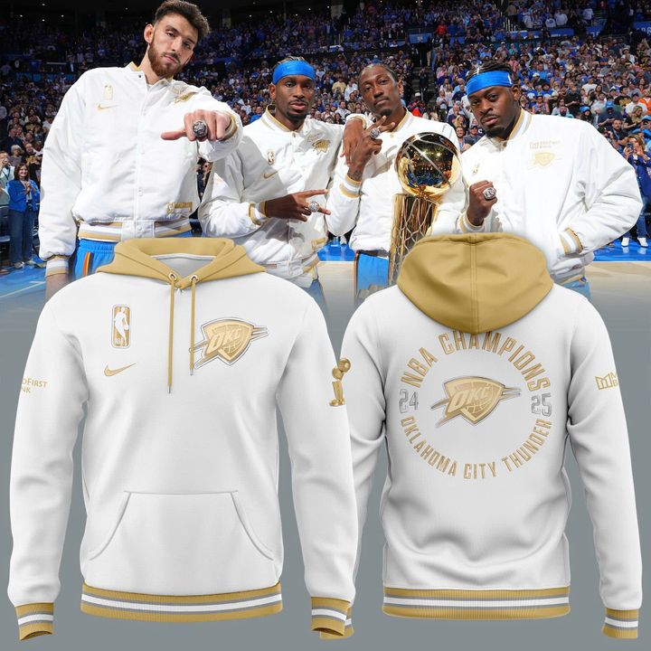 OKC Thunder 2025 Ring Ceremony White Hoodie v2