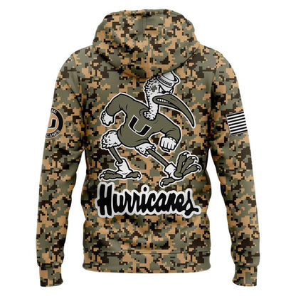 Miami Hurricanes Football x Military Camo Mode Hoodie 2025