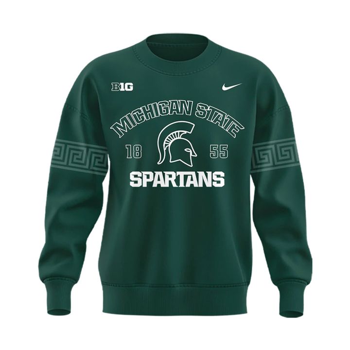2025 Michigan State Spartans Helmet Logo EST. 1855 Uniform Sweat
