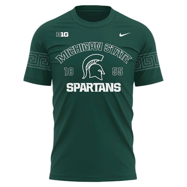 2025 Michigan State Spartans Helmet Logo EST. 1855 Uniform T-Shirt