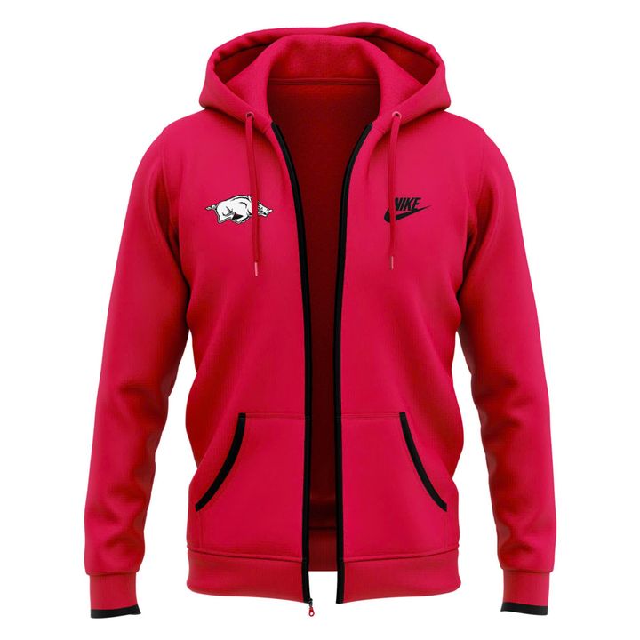 Special New 2025 Arkansas Razorbacks Uniform Red Zip Hoodie