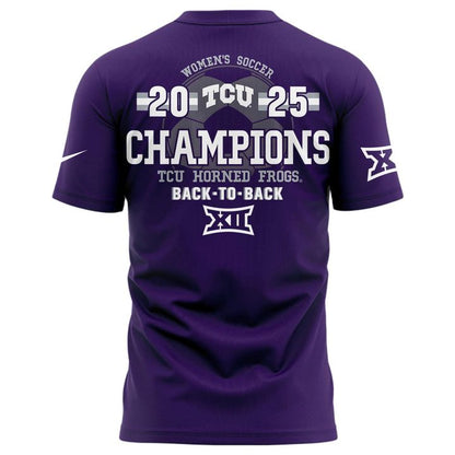 Texas Christian University Women's Soccer 2025 Big 12 Regular Season Champions Short Sleeve T-Shirt-V1