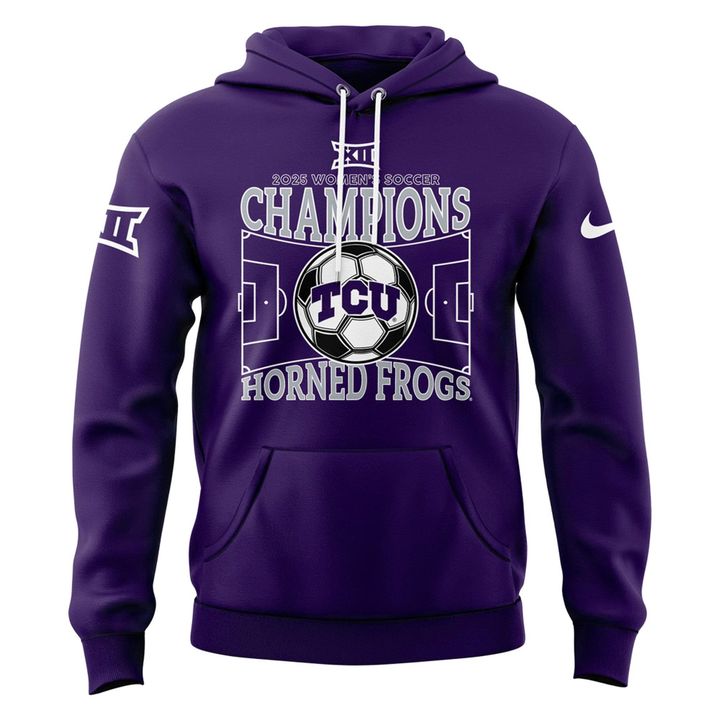 Texas Christian University Women's Soccer 2025 Big 12 Regular Season Champions Short Sleeve Hoodie