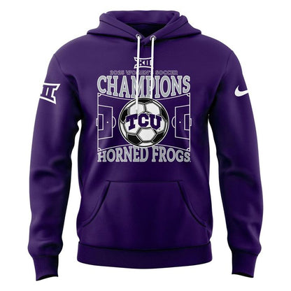 Texas Christian University Women's Soccer 2025 Big 12 Regular Season Champions Short Sleeve Hoodie