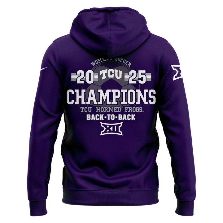 Texas Christian University Women's Soccer 2025 Big 12 Regular Season Champions Short Sleeve Hoodie