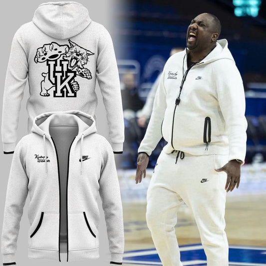 Special Kentucky Wildcats White Zip Hoodie Old Logo