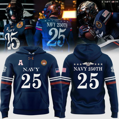 2025 Limited Edition Hoodie Navy Football uniform 250 years for fans