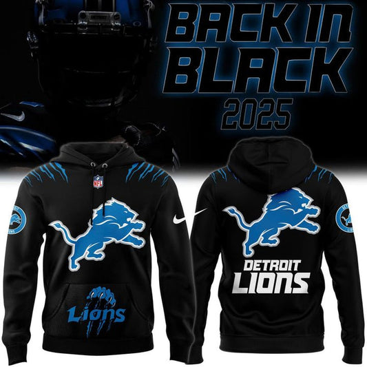 Back In Black Detroit Lions 2025 Hoodie