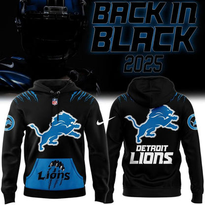 Back In Black Detroit Lions 2025 Hoodie v2