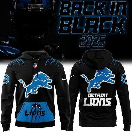 Back In Black Detroit Lions 2025 Hoodie v2