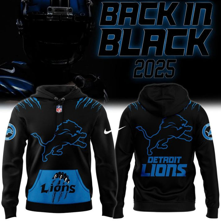 Back In Black Detroit Lions 2025 Hoodie v3