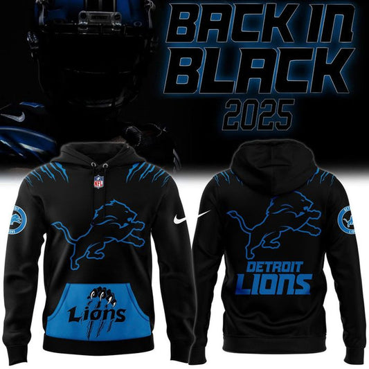 Back In Black Detroit Lions 2025 Hoodie v3