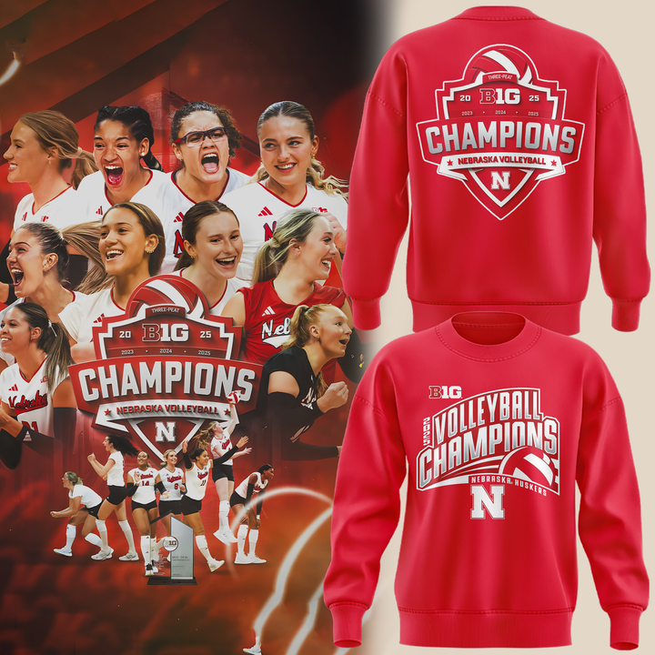 Nebraska Volleyball  2025 BIG TEN CHAMPIONS Sweatshirt