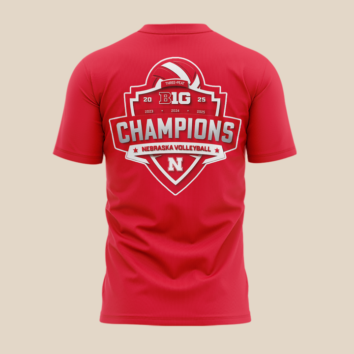Nebraska Volleyball  2025 BIG TEN CHAMPIONS  TSHIRT