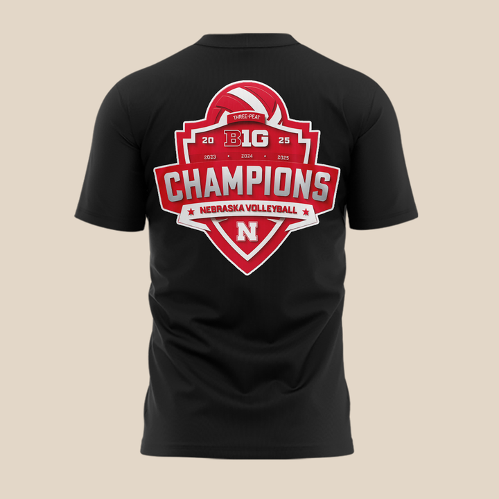 01.Nebraska Volleyball  2025 BIG TEN CHAMPIONS  TSHIRT