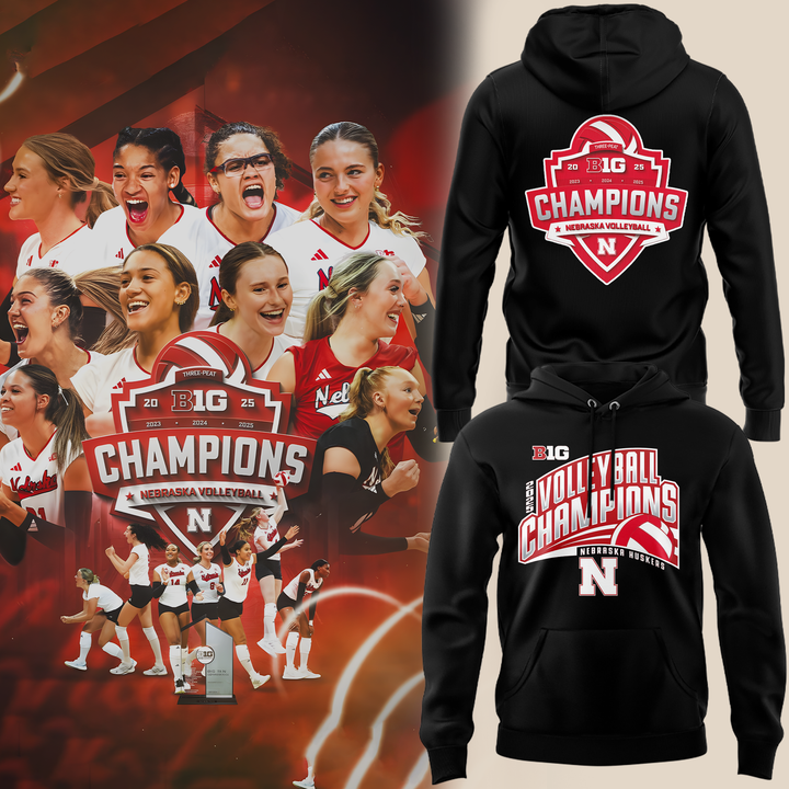 01.Nebraska Volleyball  2025 BIG TEN CHAMPIONS  Hoodie