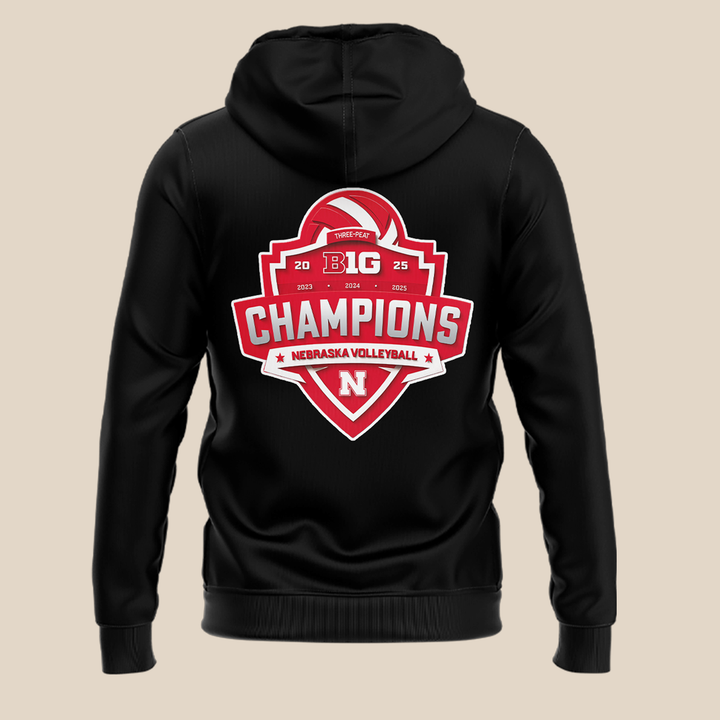 01.Nebraska Volleyball  2025 BIG TEN CHAMPIONS  Hoodie