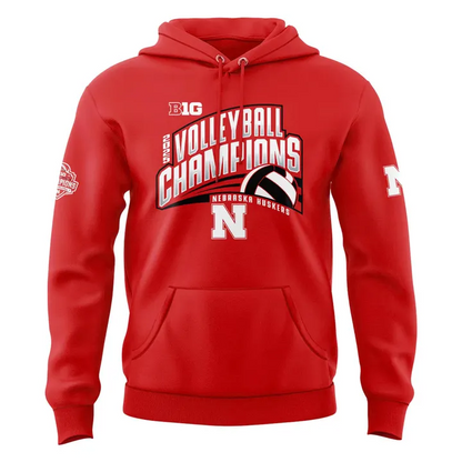 02.Nebraska Volleyball  2025 BIG TEN CHAMPIONS  Hoodie