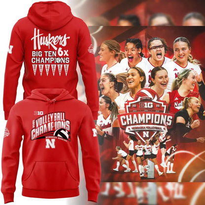 02.Nebraska Volleyball  2025 BIG TEN CHAMPIONS  Hoodie
