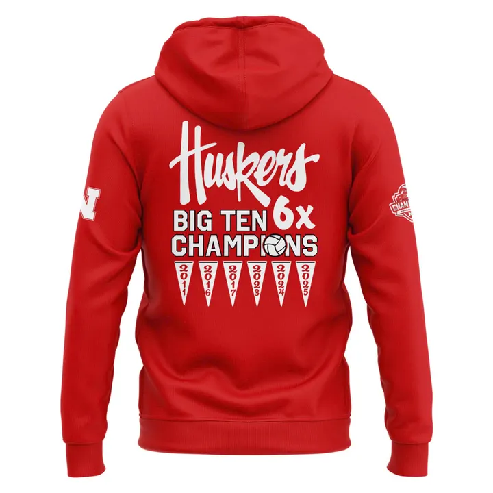 02.Nebraska Volleyball  2025 BIG TEN CHAMPIONS  Hoodie