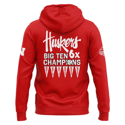 02.Nebraska Volleyball  2025 BIG TEN CHAMPIONS  Hoodie