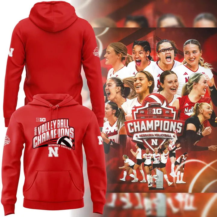 03.Nebraska Volleyball  2025 BIG TEN CHAMPIONS  Hoodie
