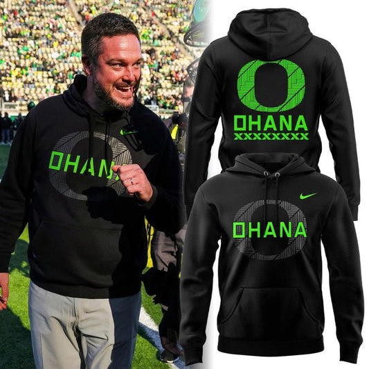 Unisex Black Oregon Ducks Ohana 2025 Hoodie V3