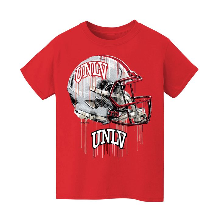 UNLV Rebels Dripping Football Helmet T-Shirt - Red