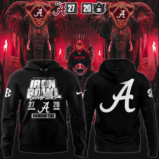 Men's Black Alabama Crimson Tide 2025 Iron Bowl Champions Hoodie